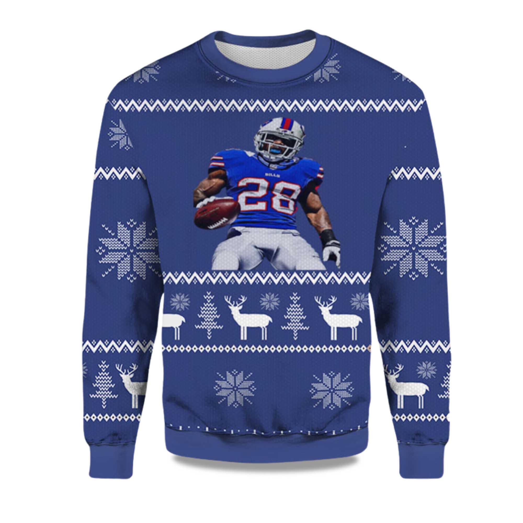 2025 Latavius Murray Bills Ugly Christmas Sweater 2025 Latavius Murray Bills Ugly Christmas Sweater