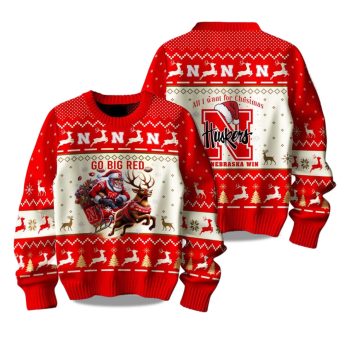 2025 Nebraska Cornhuskers Go Big Red Ugly Christmas Sweater