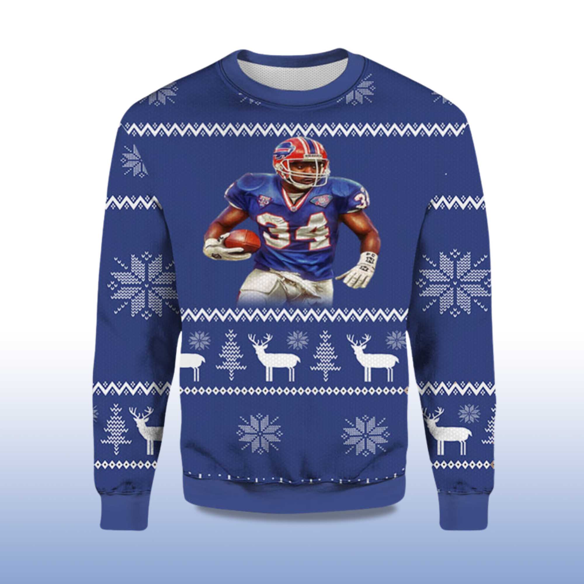 2025 Thurman Thomas Bills Ugly Christmas Sweater