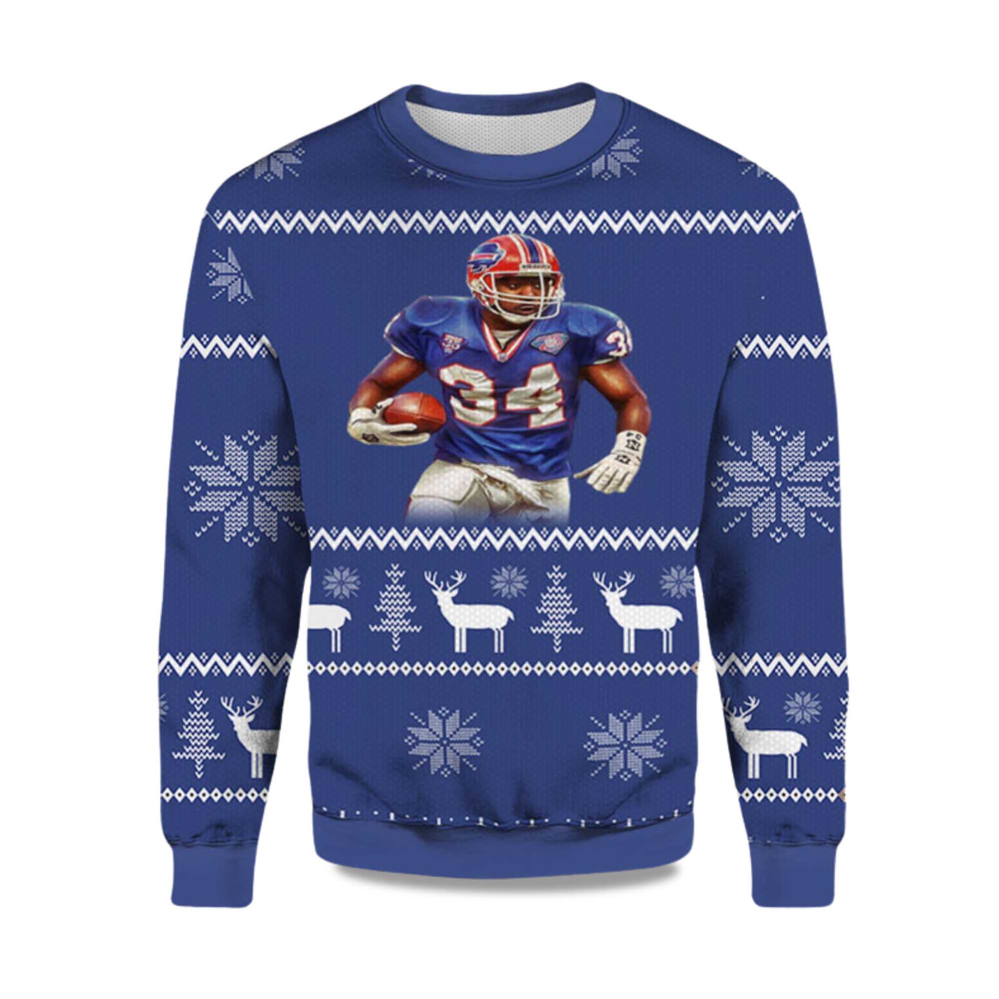 2025 Thurman Thomas Bills Ugly Christmas Sweater 2025 Thurman Thomas Bills Ugly Christmas Sweater
