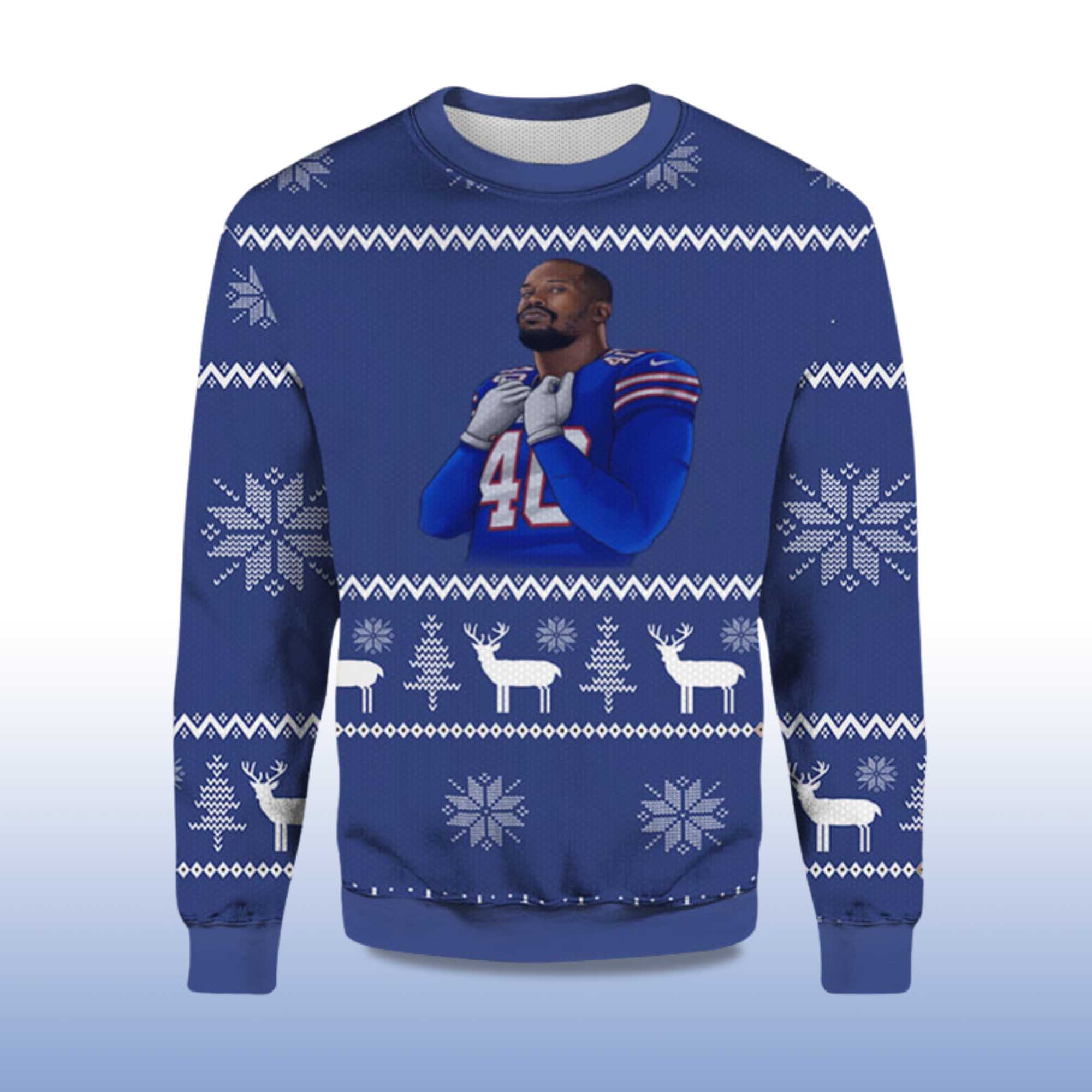 2025 Von Miller Bills Ugly Christmas Sweater