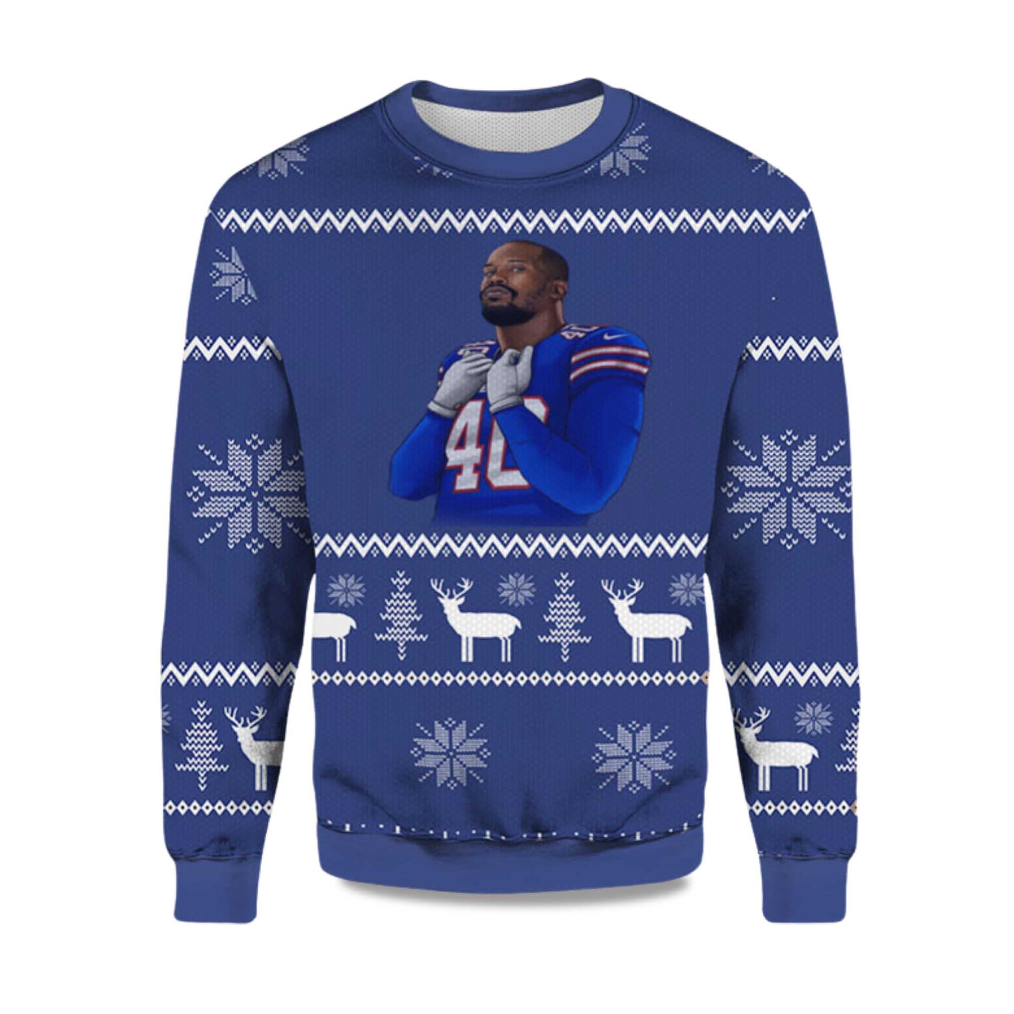 2025 Von Miller Bills Ugly Christmas Sweater 2025 Von Miller Bills Ugly Christmas Sweater