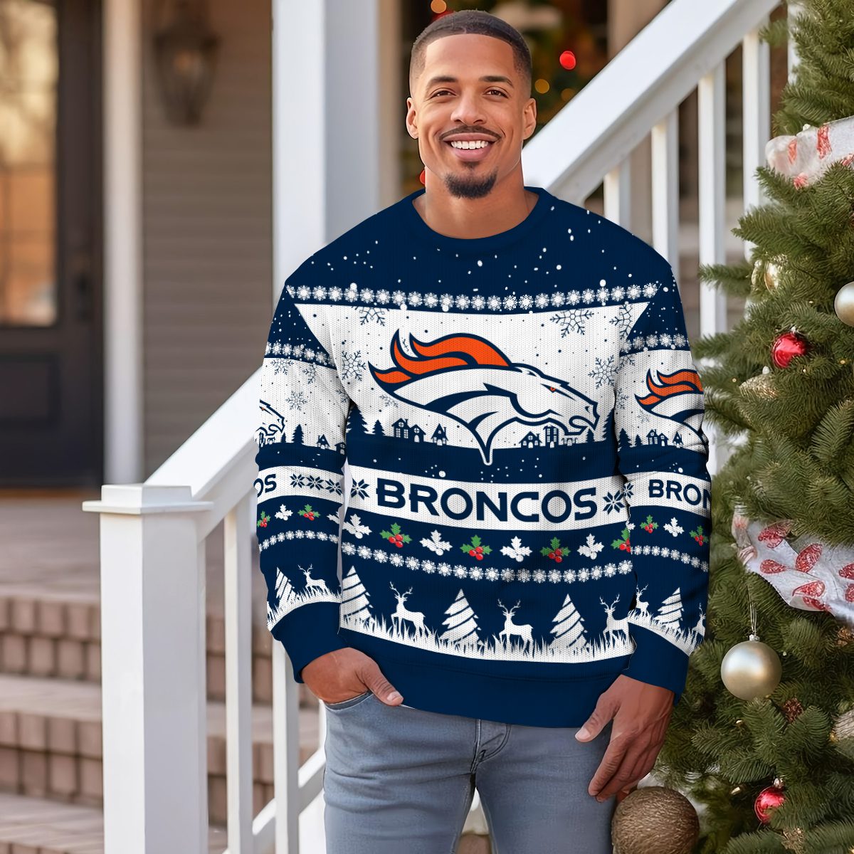 Denver-Broncos-Premium-Ugly-Christmas-Sweater-Seasonal-Edition-UGC1010 Denver Broncos Premium Ugly Christmas Sweater Seasonal Edition UGC1010