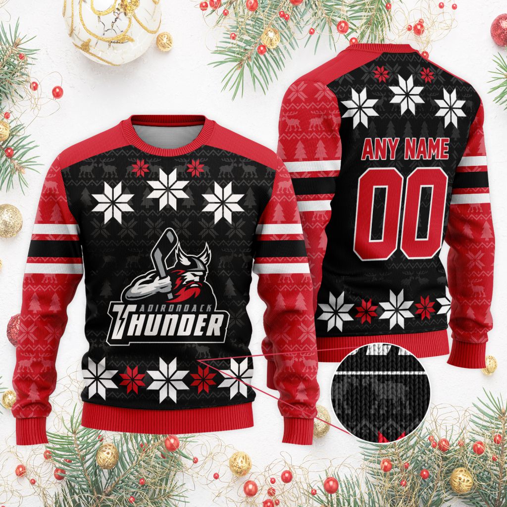 ECHL-Adirondack-Thunder-Special-Christmas-Ugly-Sweater ECHL Adirondack Thunder Special Christmas Ugly Sweater