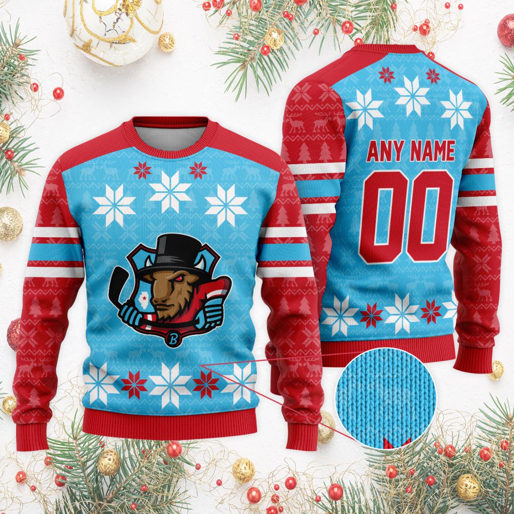 ECHL-Bloomington-Bison-Special-Christmas-Ugly-Sweater ECHL Bloomington Bison Special Christmas Ugly Sweater