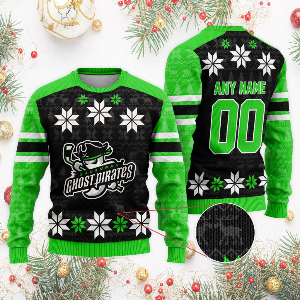 ECHL-Savannah-Ghost-Pirates-Special-Christmas-Ugly-Sweater ECHL Savannah Ghost Pirates Special Christmas Ugly Sweater