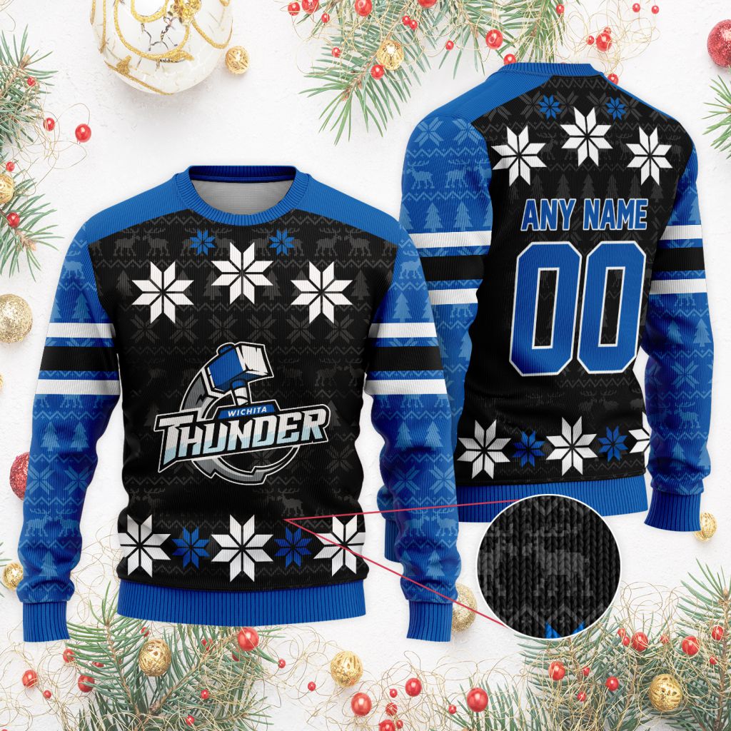ECHL-Wichita-Thunder-Special-Christmas-Ugly-Sweater ECHL Wichita Thunder Special Christmas Ugly Sweater