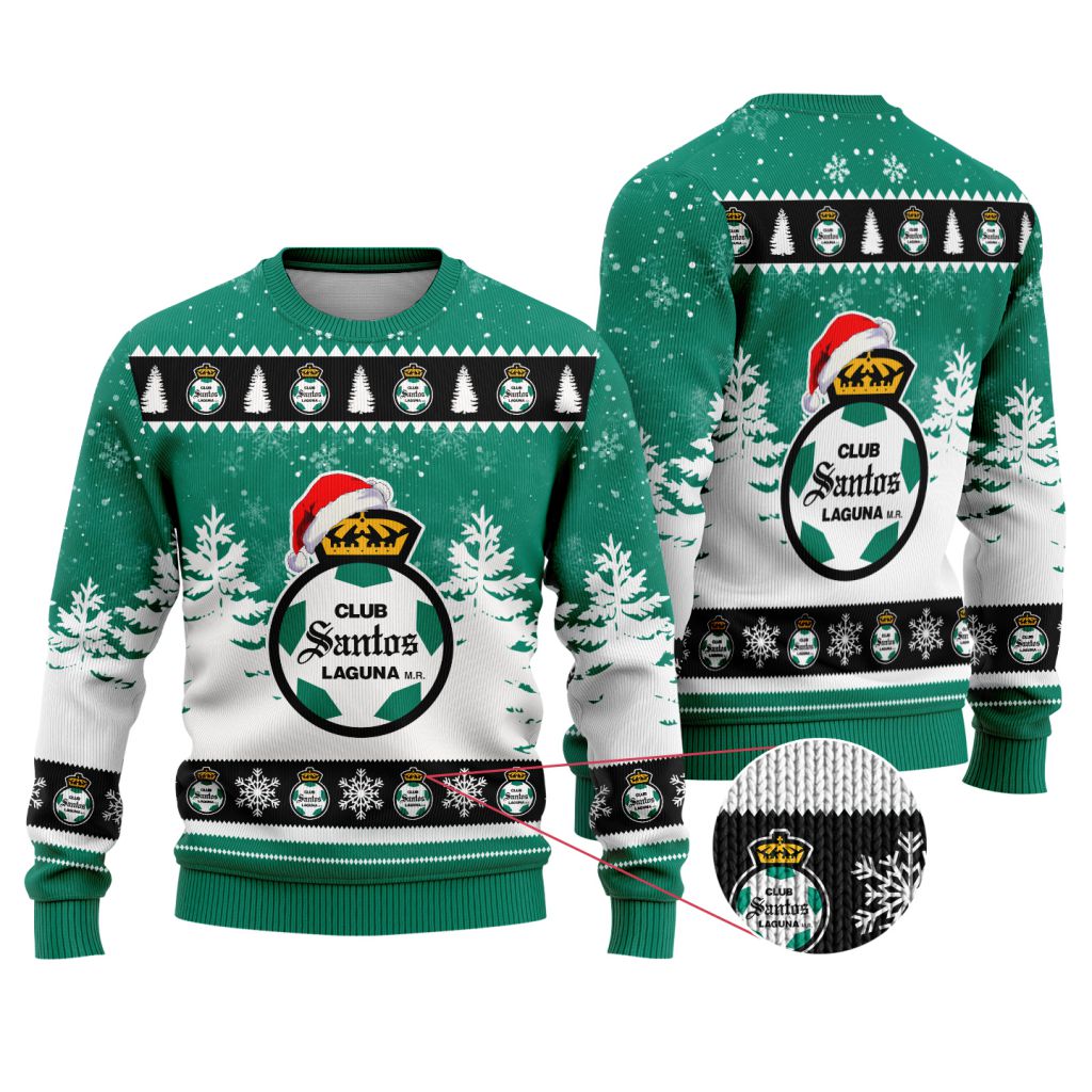 LIGA-MX-Club-Santos-Laguna-Special-Christmas-Ugly-Sweater LIGA MX Club Santos Laguna Special Christmas Ugly Sweater