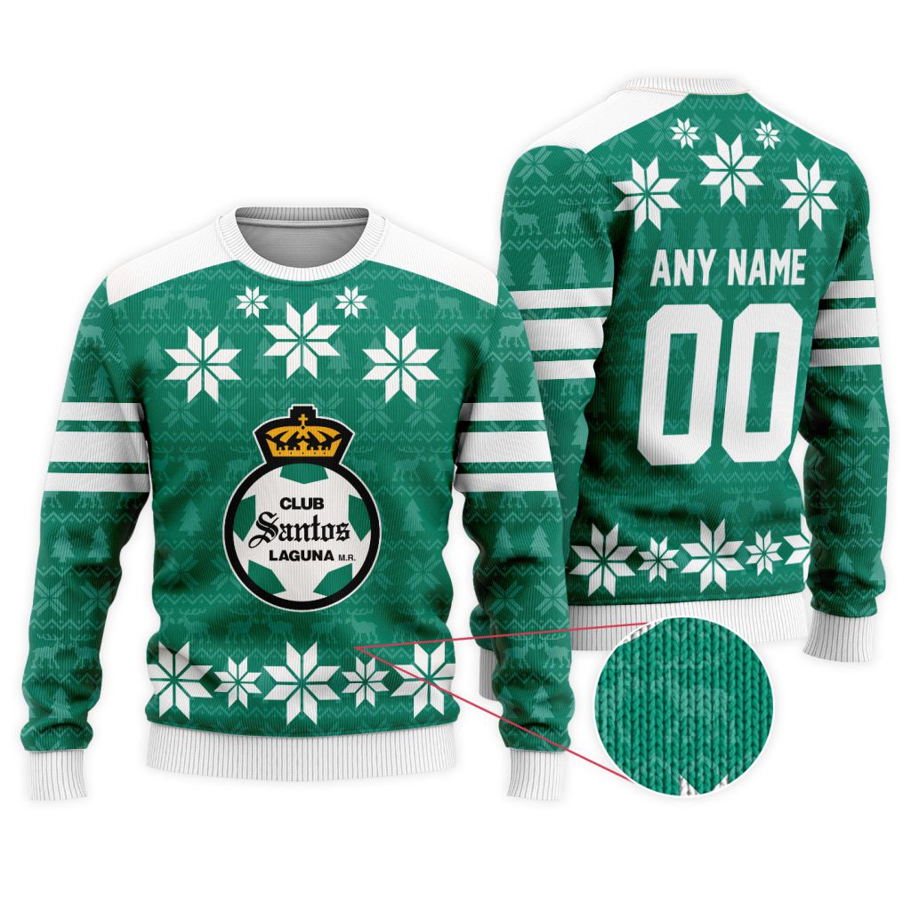 LIGA-MX-Club-Santos-Laguna-Special-Christmas-Ugly-Sweater LIGA MX Club Santos Laguna Special Christmas Ugly Sweater