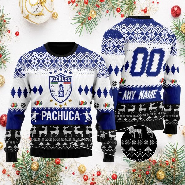 Liga-MX-C.F.-Pachuca-Personalized-NameNumber-Ugly-Sweater Liga MX C.F. Pachuca Personalized Name/Number Ugly Sweater
