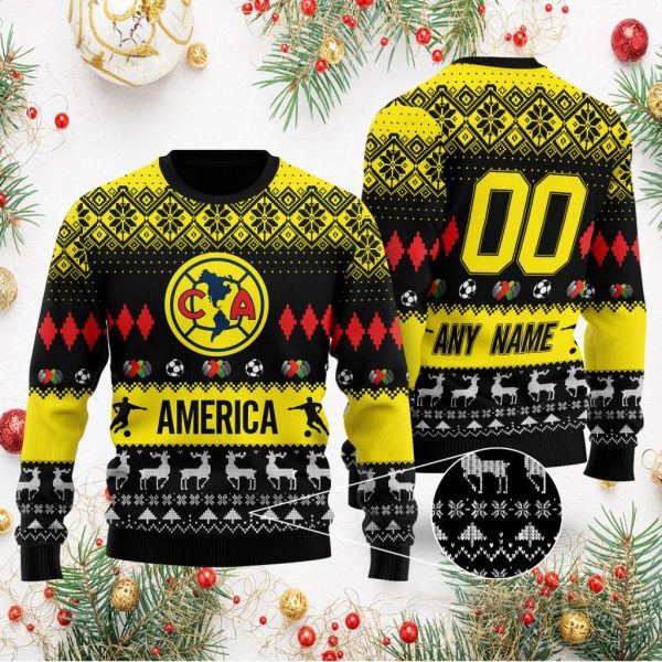 Liga-MX-Club-America-Personalized-NameNumber-Ugly-Sweater Liga MX Club America Personalized Name/Number Ugly Sweater