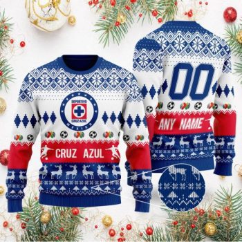 Liga MX Cruz Azul Personalized Name/Number Ugly Sweater
