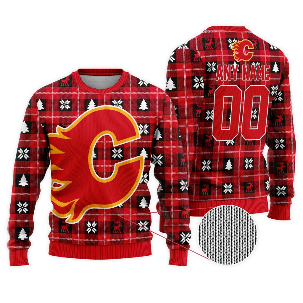 NHL-Calgary-Flames-Personalized-Ugly-Sweater-For-Christmas NHL Calgary Flames Personalized Ugly Sweater For Christmas