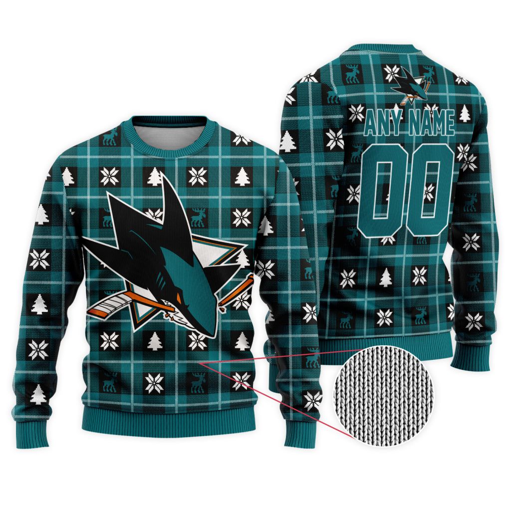 NHL-San-Jose-Sharks-Personalized-Ugly-Sweater-For-Christmas NHL San Jose Sharks Personalized Ugly Sweater For Christmas