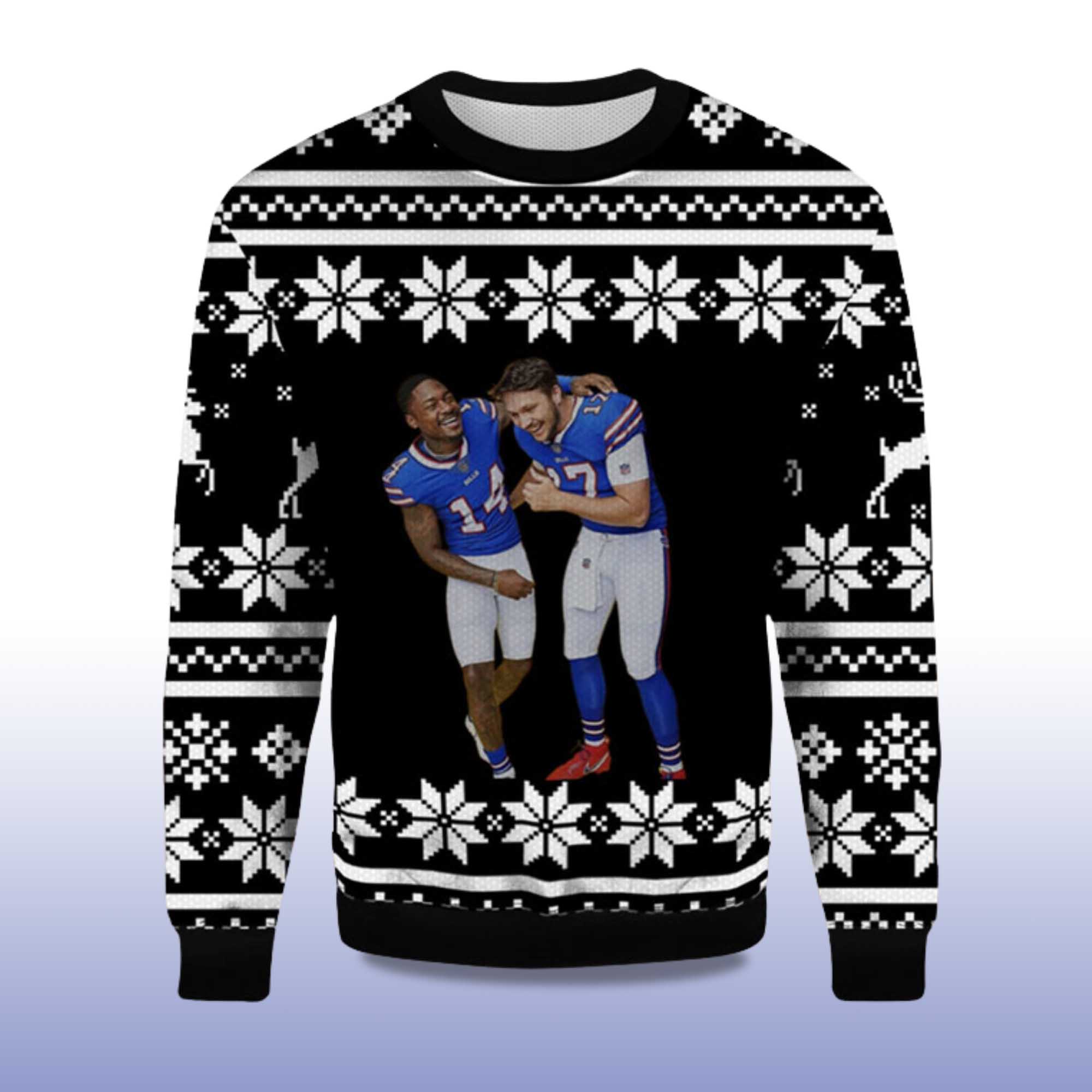 2025 Josh Allen and Stefon Diggs Bills Ugly Sweater