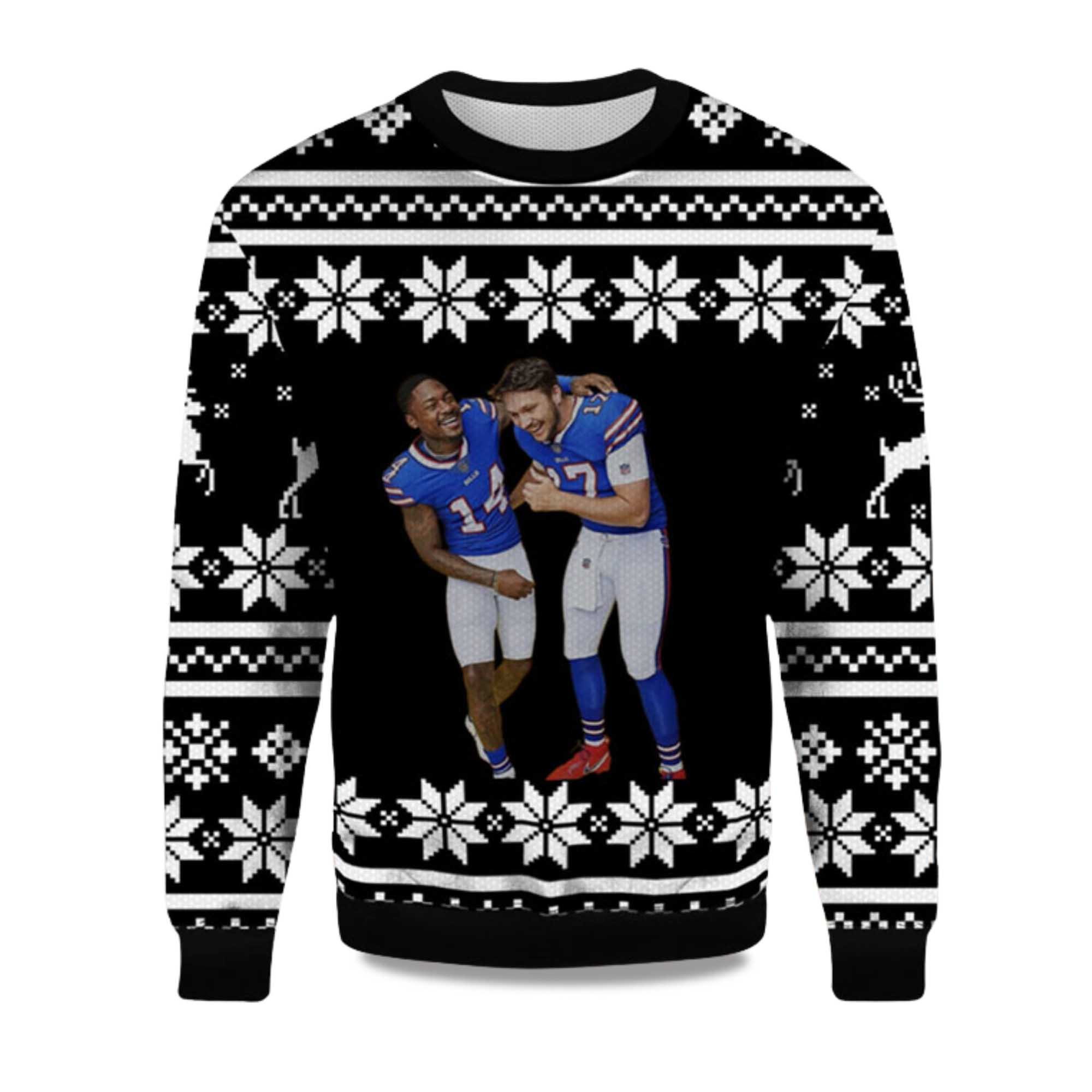 2025 Josh Allen and Stefon Diggs Bills Ugly Sweater The Josh Allen and Stefon Diggs Bills 2025 Ugly Sweater
