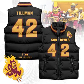 Arizona State Sun Devils Unisex Puffer Vest Sleeveless Down Jacket- Black / Pat Tillman - 42