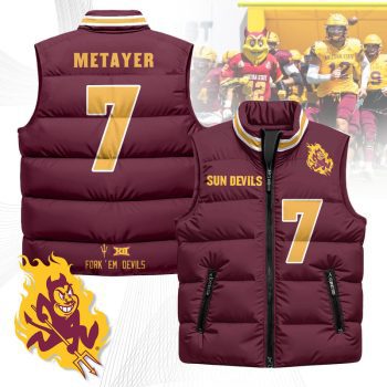 Arizona State Sun Devils Unisex Puffer Vest Sleeveless Down Jacket- Maroon / Chamon Metayer - 7