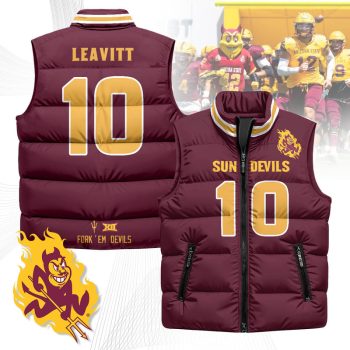 Arizona State Sun Devils Unisex Puffer Vest Sleeveless Down Jacket- Maroon / Sam Leavitt - 10