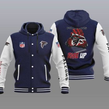 Atlanta Falcons Hooded Button Jacket Varsity Jacket with Hood - Navy
