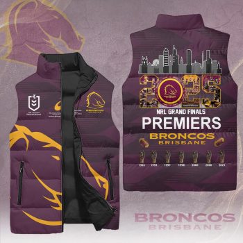 Brisbane Broncos 2025 NRL Premiers 3D Sleeveless Down Jacket NDT1326