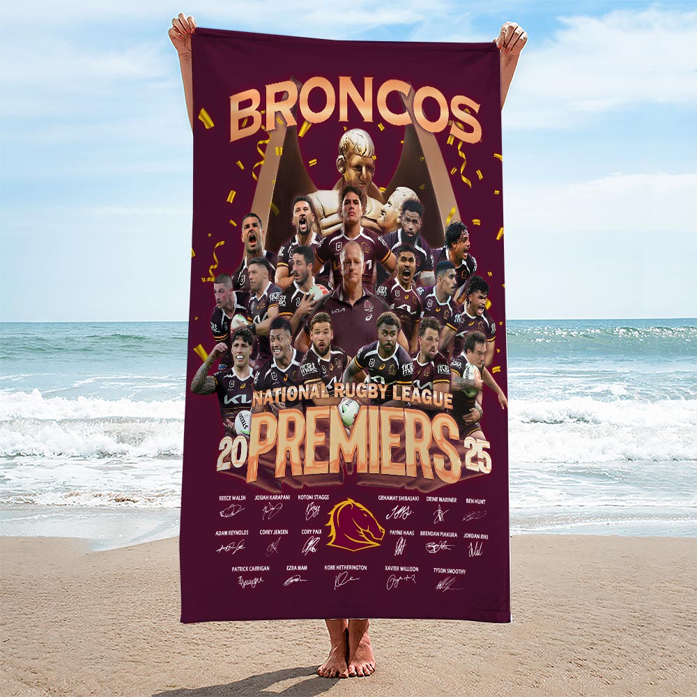 Brisbane-Broncos-2025-NRL-Premiers-Rectangle-Beach-Towel-TWG1025 Brisbane Broncos 2025 NRL Premiers Rectangle Beach Towel TWG1025