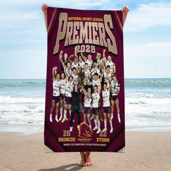 Brisbane Broncos 2025 NRL Premiers Rectangle Beach Towel TWG1050