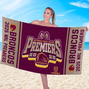 Brisbane Broncos 2025 Premiers Rectangle Beach Towel TWG1052