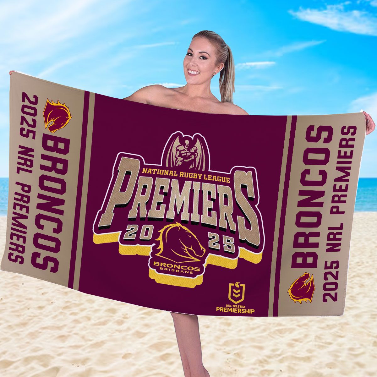 Brisbane-Broncos-2025-Premiers-Rectangle-Beach-Towel-TWG1052 Brisbane Broncos 2025 Premiers Rectangle Beach Towel TWG1052
