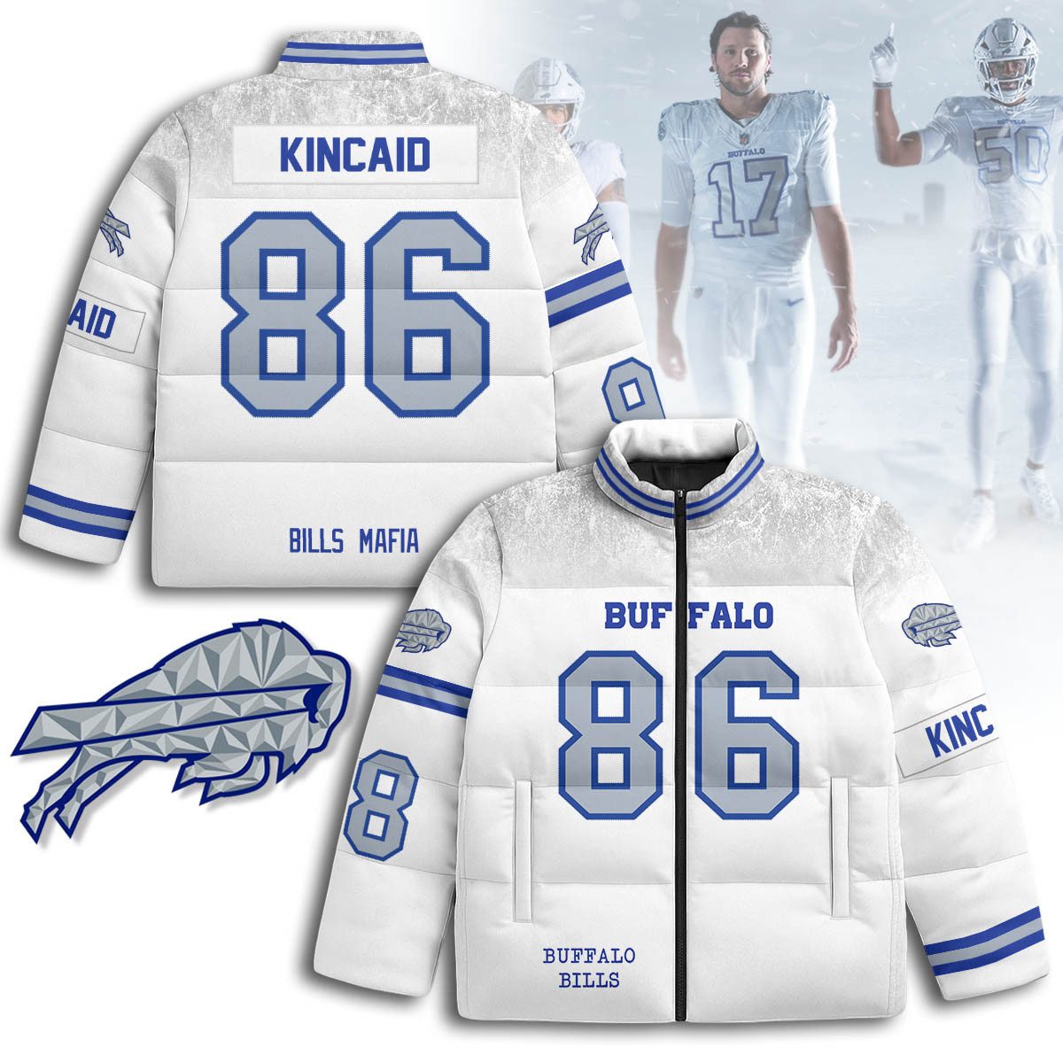 Buffalo-Bills-Rivalry-Series-Stand-Collar-Puffer-Jacket-Dalton-Kincaid-86 Buffalo Bills Rivalry Series Stand Collar Puffer Jacket - Dalton Kincaid - 86