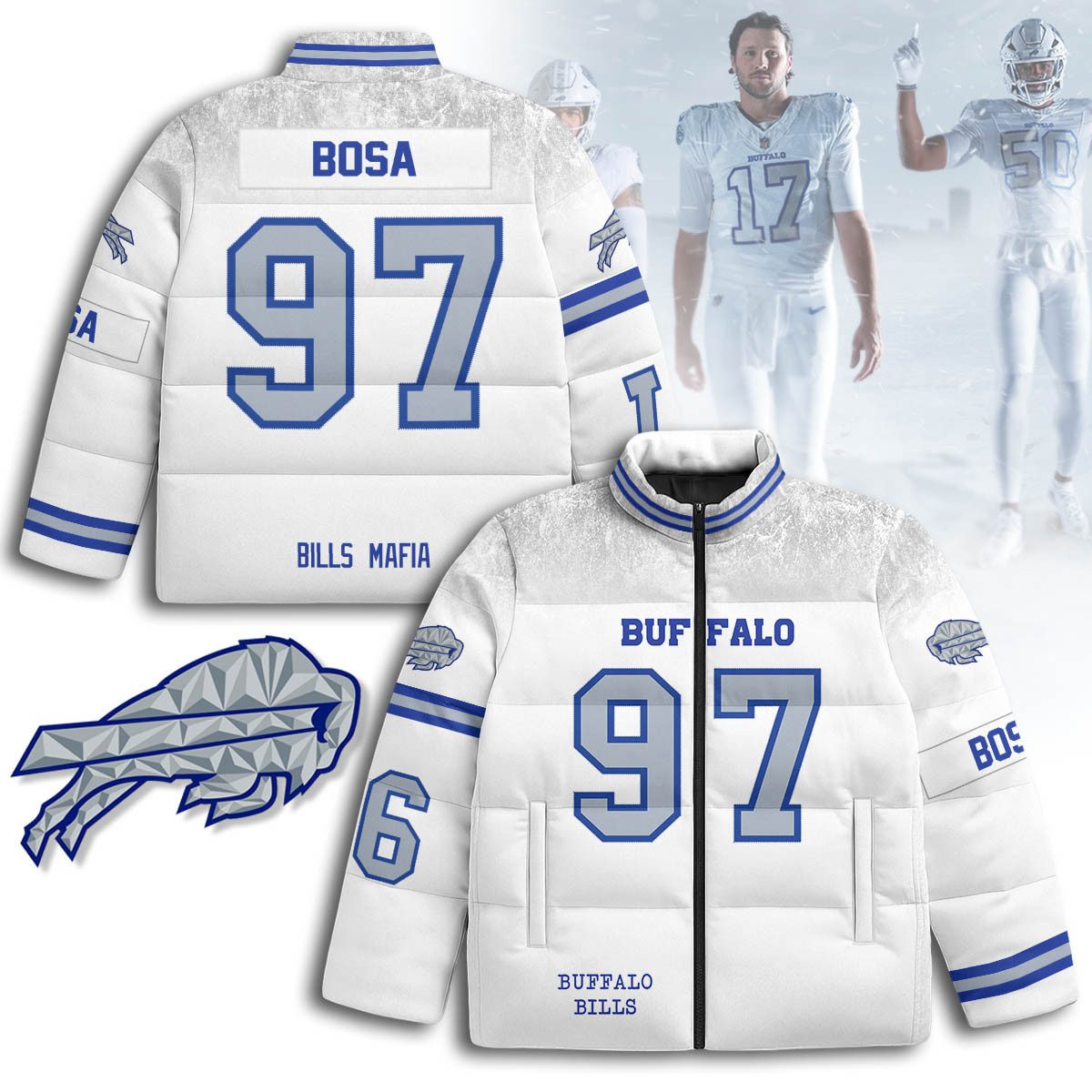 Buffalo-Bills-Rivalry-Series-Stand-Collar-Puffer-Jacket-Joey-Bosa-97 Buffalo Bills Rivalry Series Stand Collar Puffer Jacket - Joey Bosa - 97