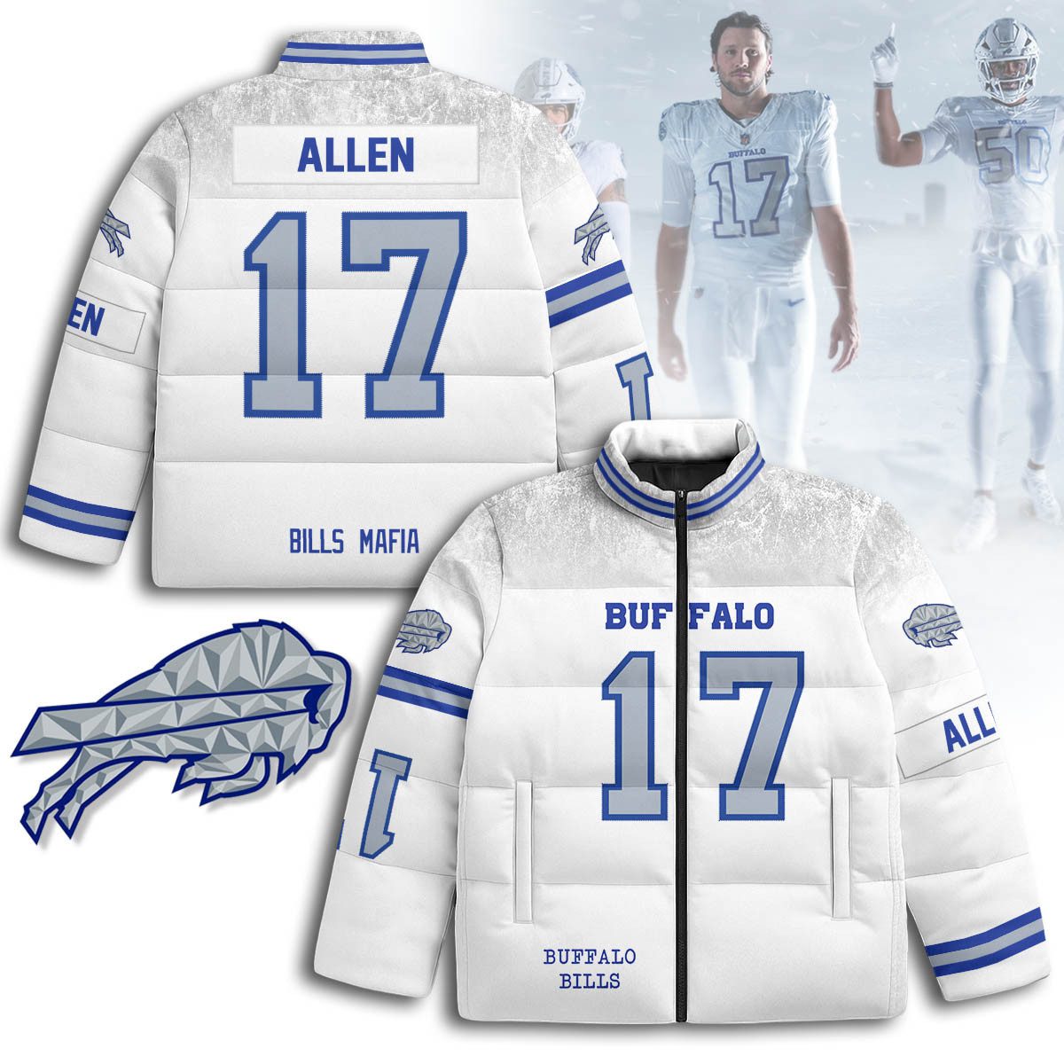 Buffalo-Bills-Rivalry-Series-Stand-Collar-Puffer-Jacket-Josh-Allen-17 Buffalo Bills Rivalry Series Stand Collar Puffer Jacket - Josh Allen - 17
