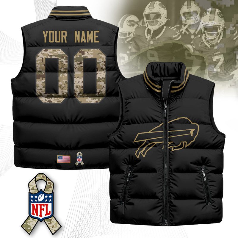 Buffalo-Bills-Salute-To-Service-Custom-Puffer-Vest-Sleeveless-Down-Jacket-Black Buffalo Bills Salute To Service Custom Puffer Vest Sleeveless Down Jacket- Black