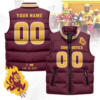 Custom Arizona State Sun Devils Unisex Puffer Vest Sleeveless Down Jacket- Maroon