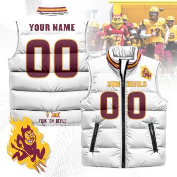 Custom Arizona State Sun Devils Unisex Puffer Vest Sleeveless Down Jacket- White