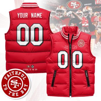 Custom San Francisco 49ers Unisex Puffer Vest Sleeveless Down JacketV1 - Red