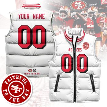Custom San Francisco 49ers Unisex Puffer Vest Sleeveless Down JacketV1 - White