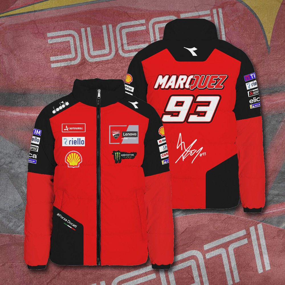 Ducati-Lenovo-Team-x-Marc-Marquez-3D-Stand-Collar-Puffer-Jacket Ducati Lenovo Team x Marc Marquez 3D Stand Collar Puffer Jacket
