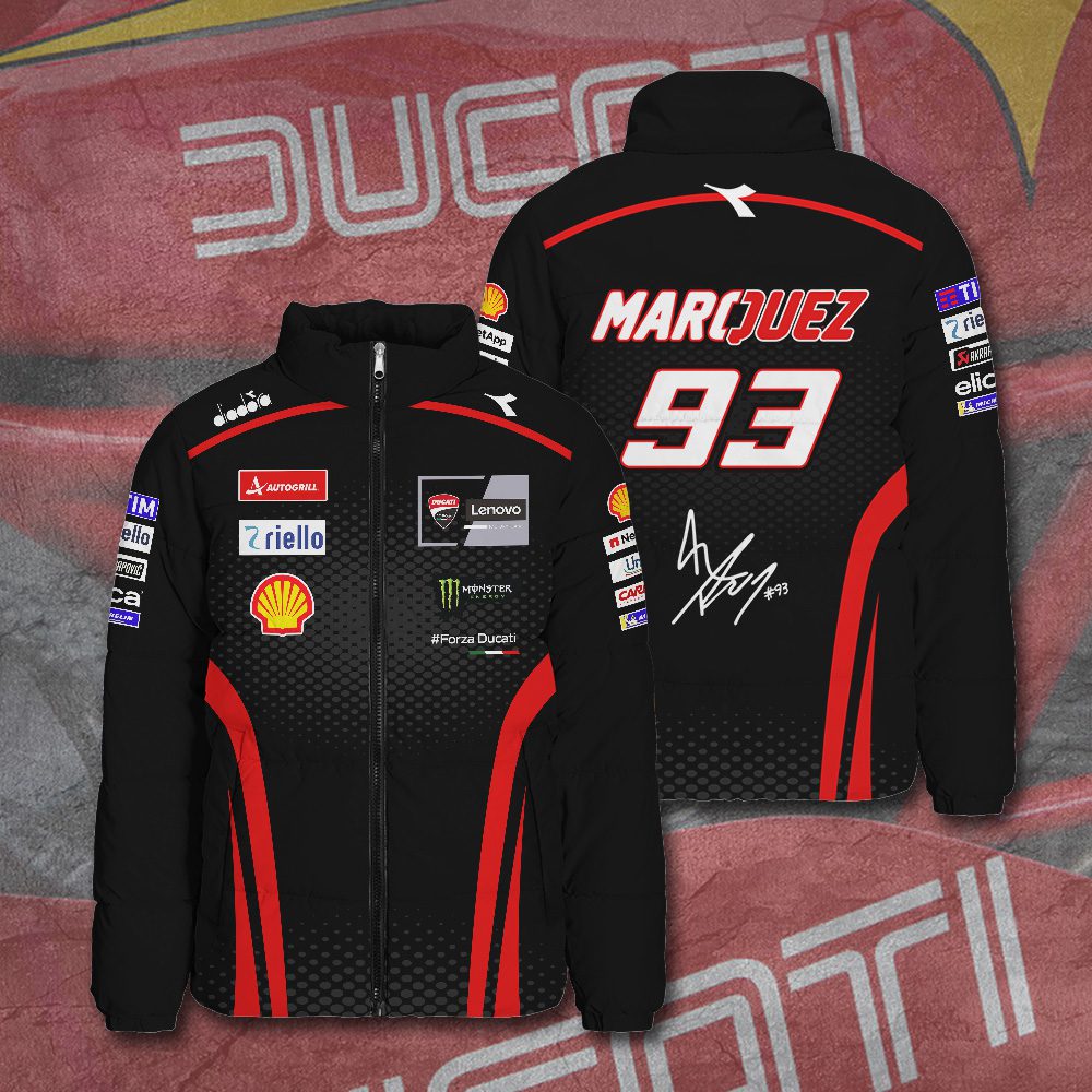 Ducati-Lenovo-Team-x-Marc-Marquez-3D-Stand-Collar-Puffer-Jacket Ducati Lenovo Team x Marc Marquez 3D Stand Collar Puffer Jacket