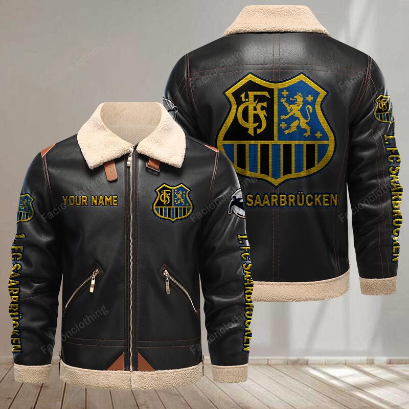 FC-Saarbrucken-Leather-Jacket-Black FC Saarbrucken Leather Jacket - Black