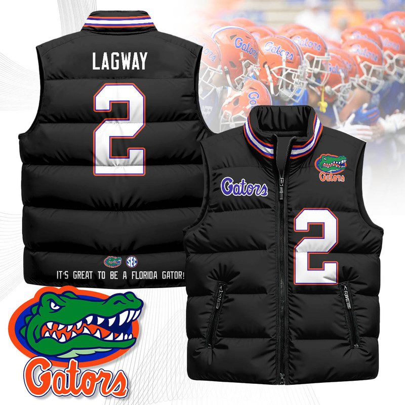 Florida-Gators-Unisex-Puffer-Vest-Sleeveless-Down-Jacket-Black-DJ-Lagway-2 Florida Gators Unisex Puffer Vest Sleeveless Down Jacket- Black / DJ Lagway - 2