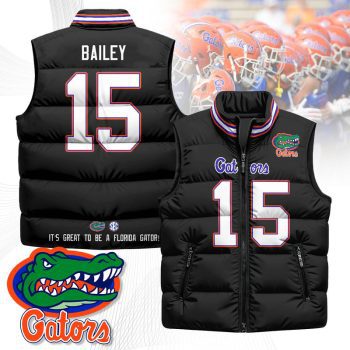 Florida Gators Unisex Puffer Vest Sleeveless Down Jacket- Black / Harrison Bailey - 15