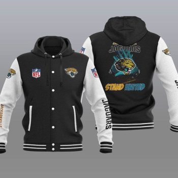 Jacksonville Jaguars Hooded Button Jacket Varsity Jacket with Hood - Black