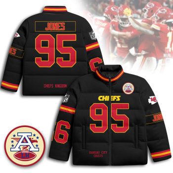 Kansas City Chiefs Unisex Stand Collar Puffer Jacket - Black / Chris Jones - 95