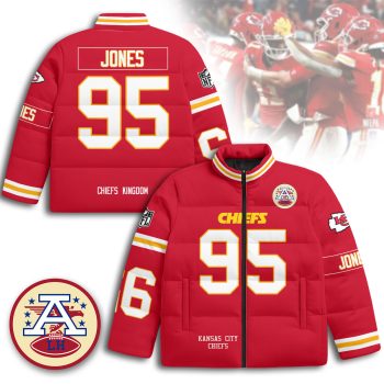 Kansas City Chiefs Unisex Stand Collar Puffer Jacket - Red / Chris Jones - 95