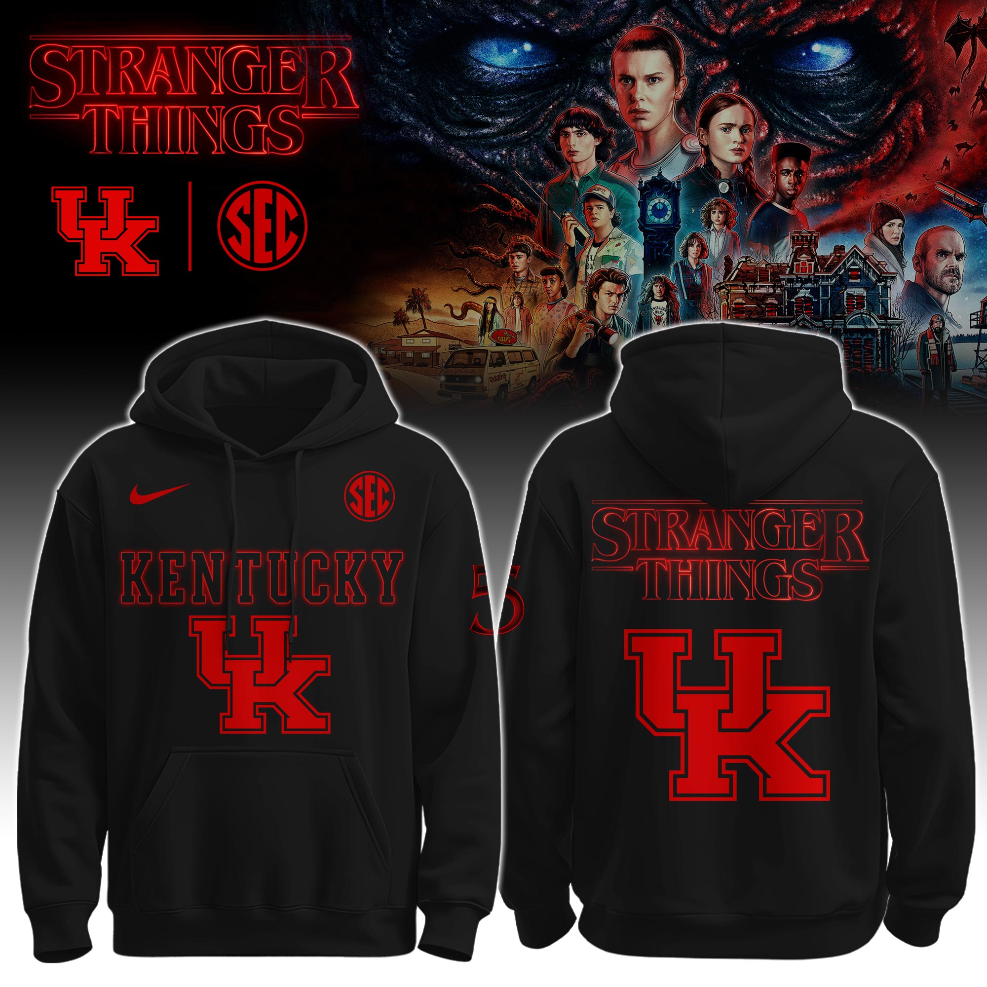 Kentucky-Wildcats-Stranger-Things-Unisex-Performance-Hoodie-NDT1080 Kentucky Wildcats - Stranger Things Unisex Performance Hoodie NDT1080