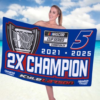 Kyle Larson 2025 NASCAR Cup Series Champion Rectangle Beach Towel TWG1015