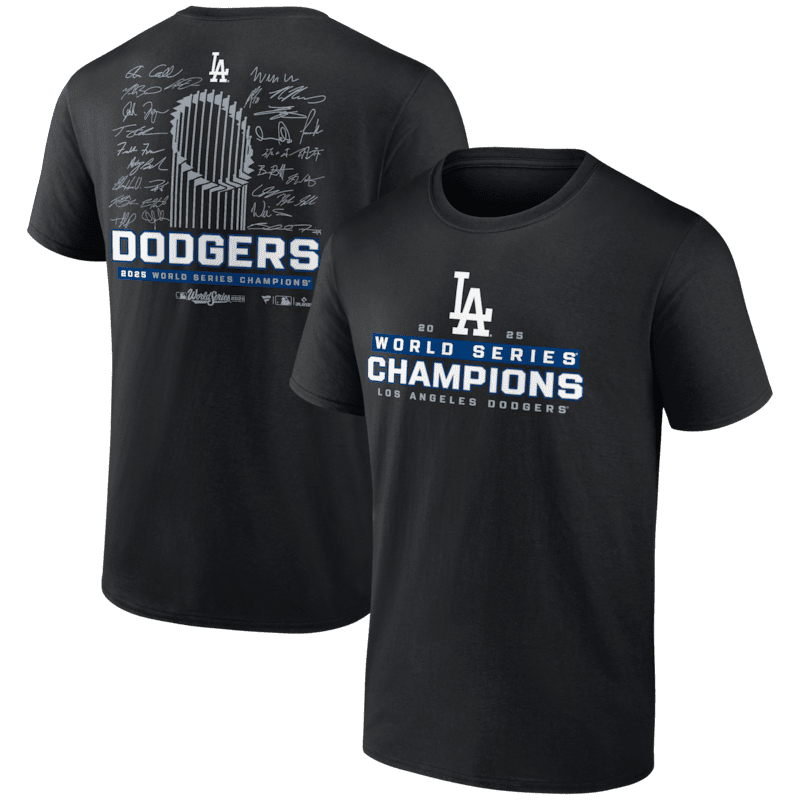 Los-Angeles-Dodgers-2025-World-Series-Champions-Signature-Roster-T-Shirt-Black Los Angeles Dodgers 2025 World Series Champions Signature Roster T-Shirt - Black