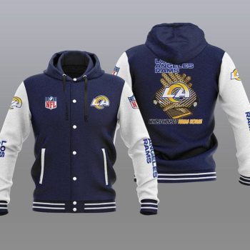 Los Angeles Rams Hooded Button Jacket Varsity Jacket with Hood - Navy
