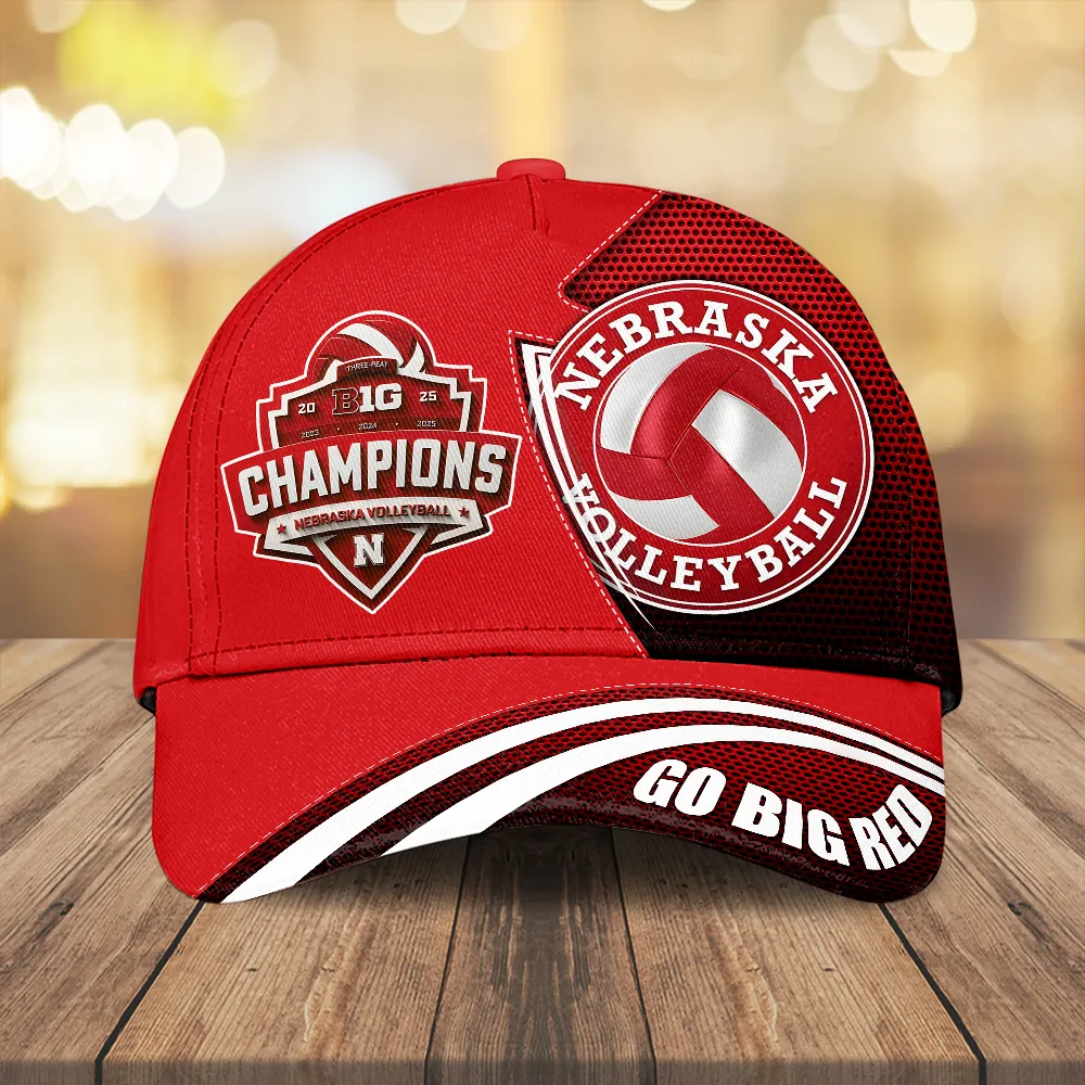 Nebraska-Cornhuskers-Womens-Volleyball-2025-Big-Ten-Champions-Classic-Cap-NDT1137 Nebraska Cornhuskers Women's Volleyball 2025 Big Ten Champions Classic Cap NDT1137